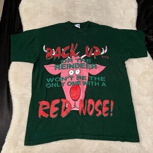 Vintage Freeze Green T Shirt - Back off Reindeer Rudolph Red Nose Single‎ Stitch